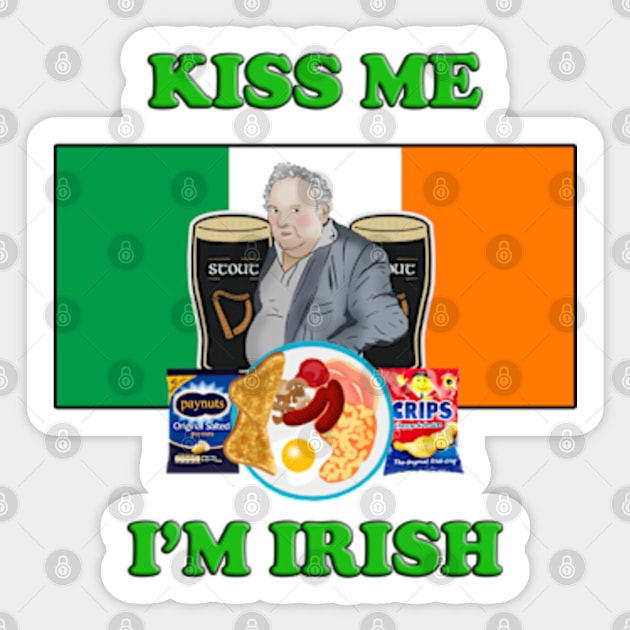 Kiss Me I'm Irish Paddy Losty the Pintman Sticker by Barnyardy